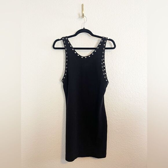 Revolve x RE/Done black Dress Eyelet Grommet Silver Metal Ribbed Cotton S. NWT - Picture 6 of 10